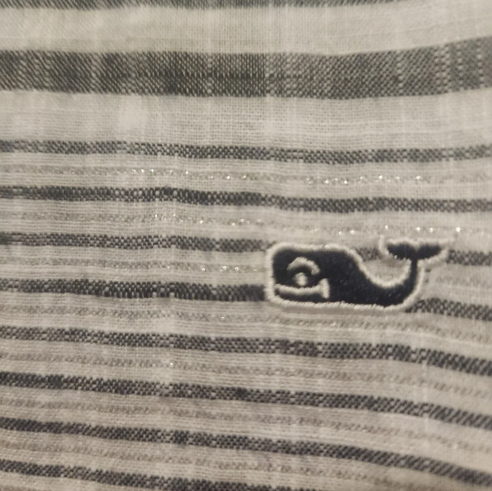 Vineyard Vines White and Navy Striped Casual Shirt - Picture 6 of 8